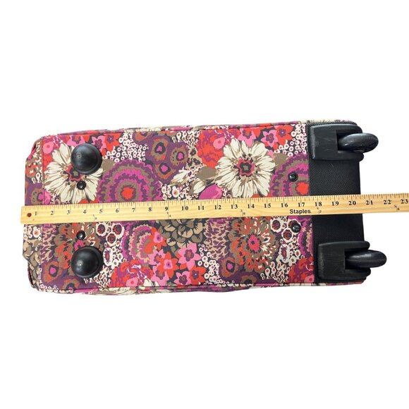 Vera Bradley Lighten Up Wheeled Carry-On Bag Duffle Rosewood Floral Pink Brown - Picture 11 of 12